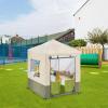 Children's Playhouse Cover, 420D Oxford Tarpaulin Foldable Waterproof Sunscreen All-Weather Protective 4 Windproof Buckle, for Backyard Garden Cottage Kids' Play House (Beige,56 x 56 x 60.2 inches) view 4