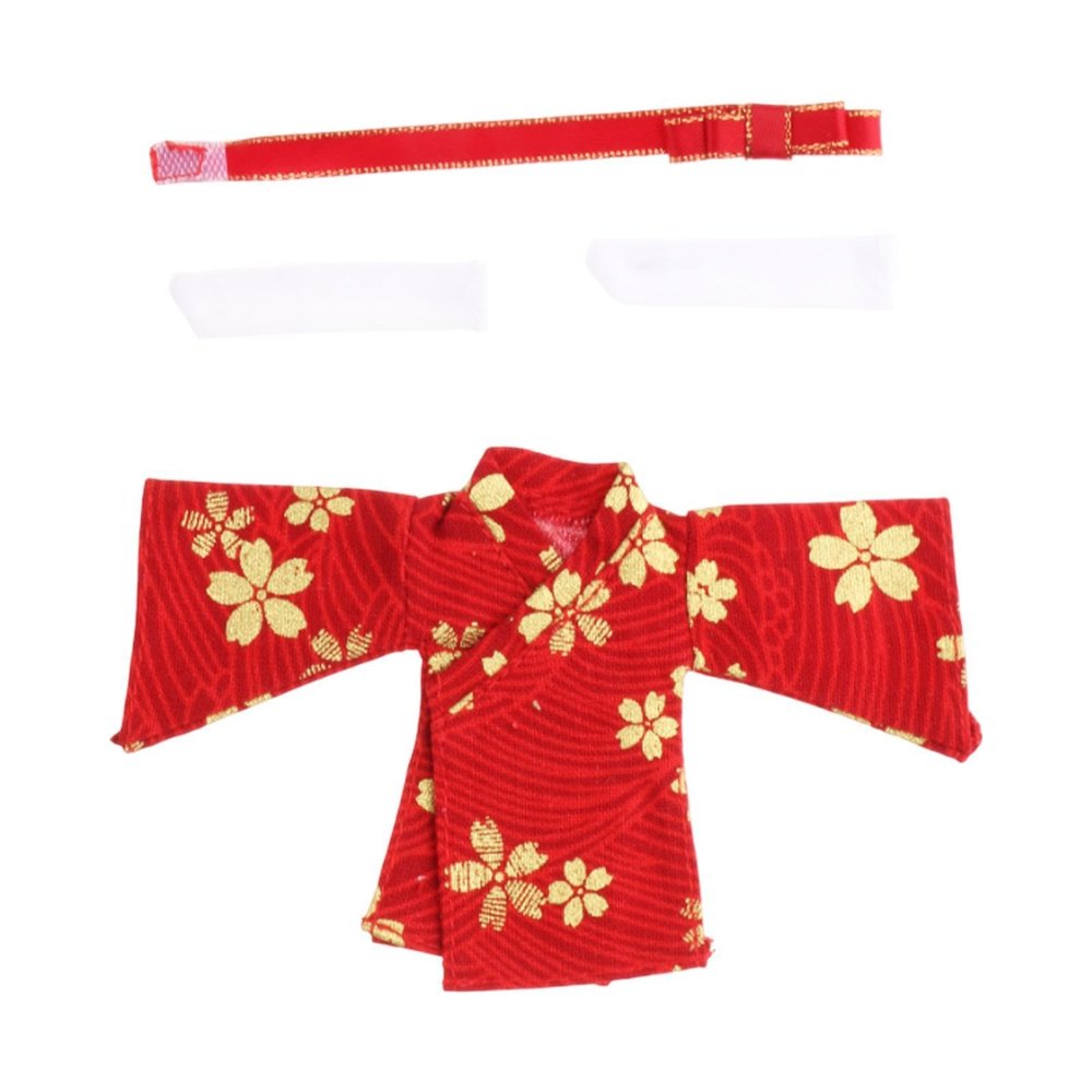 1/12 Scale Female Doll Kimono Clothes,Clothing Doll Accessories Fashion Miniature for 6inch Female Figures Costume Dress Up, Red