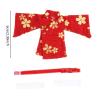 1/12 Scale Female Doll Kimono Clothes,Clothing Doll Accessories Fashion Miniature for 6inch Female Figures Costume Dress Up, Red view 4
