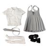 DYNWAVE 1/6 Shirt and Dress Mini Brace Skirt Stylish Fashion Accessories Outfit Dress up Doll Clothes for 12'' Woman Figures Costume, Gray and White view 1