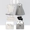 DYNWAVE 1/6 Shirt and Dress Mini Brace Skirt Stylish Fashion Accessories Outfit Dress up Doll Clothes for 12'' Woman Figures Costume, Gray and White view 2
