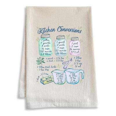 Moonlight Makers - Kitchen Conversions Watercolor Dish Towels for Kitchen - Cotton Flour Sack Tea and Absorbent Vintage Kitchen Towels, Vintage Style Decor - Oatmeal Color - 28"x28" Unfolded Size