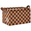 ALAZA Black Orange Checkered Halloween Rectangular Closet Storage Box Storage Bin Basket Storage Cube with Leather Handles Nursery Storage Laundry Hamper 2 Piece view 1