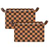 ALAZA Black Orange Checkered Halloween Rectangular Closet Storage Box Storage Bin Basket Storage Cube with Leather Handles Nursery Storage Laundry Hamper 2 Piece view 2