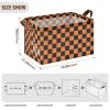 ALAZA Black Orange Checkered Halloween Rectangular Closet Storage Box Storage Bin Basket Storage Cube with Leather Handles Nursery Storage Laundry Hamper 2 Piece view 3
