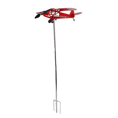 Qudinip Airplane Wind Spinner, 10.6 Inch Iron Metal Windmill Outdoor Decorative Sculpture with Airplane Shape, for Garden Yard Lawn Farm Home Decor