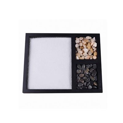 Ymiko Mini Meditation Sand Table Decoration Sensory Soothing Relaxation Desk Zen Garden with Rake Sand Rocks for Home Office Decor Size 21.5x17x1.2cm MDF Material (1)