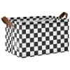 ALAZA Black White Checkered Rectangular Closet Storage Box Storage Bin Basket Storage Cube with Leather Handles Nursery Storage Laundry Hamper 2 Piece view 1