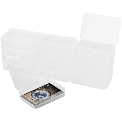 24 Clear Plastic Card Boxes, Snap Close Poker Deck and Trading Card Storage, Transparent Holder for Small Items Like Business Cards