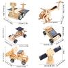 NautyDaddy 6-in-1 Solar STEM Building Kit, Wooden DIY Construction Set with Satellite, Helicopter, Cars, Educational Science Toy for Kids 6-14 Years view 3