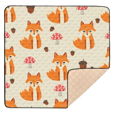 GOODOLD Cute Foxes Pattern Baby Play Mat 50x50 Inch One-Piece Soft Crawling Mat Waterproof Playmat with Non-Slip Bottom for Babies, Toddlers, and Infants