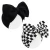 YanJie 2PCS 7 Black Bows for Baby Girls Checkered Headband White Bow Infants Toddler Hair Accessories Newborn Headbands Hair Bow Baby Clothes view 1