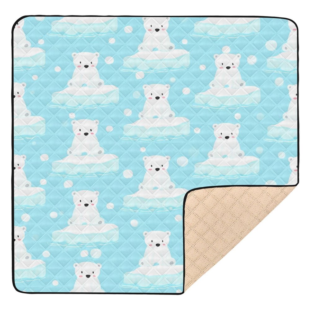 GOODOLD Arctic Bears Pattern Baby Play Mat 50x50 Inch One-Piece Soft Crawling Mat Waterproof Playmat with Non-Slip Bottom for Babies, Toddlers, and Infants