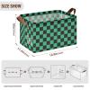 ALAZA Black Green Checkered Rectangular Closet Storage Box Storage Bin Basket Storage Cube with Leather Handles Nursery Storage Laundry Hamper 2 Piece view 3