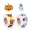 1000pcs Halloween Stickers Roll, Sparkly Ghost & Pumpkin Stickers Waterproof Self-Adhesive Paper Decals for Halloween Party Supplies Envelope Scrapbook Decor view 1