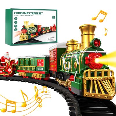 Train Set for Kids 3-5 4-7 4-8, Classic Christmas Electric Train Toys Set with Locomotive Engine, Lights & Sound, Tracks for Christmas Tree, Toy Train Set Gift for 3 4 5 6 Years Old Kids Boys Girls