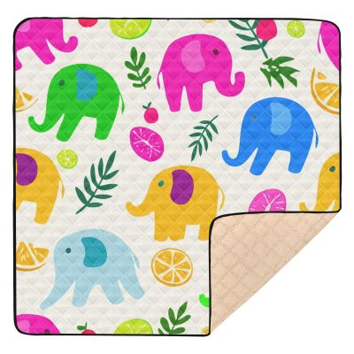 GOODOLD Tropical Elephants Baby Play Mat 50x50 Inch One-Piece Soft Crawling Mat Waterproof Playmat with Non-Slip Bottom for Babies, Toddlers, and Infants