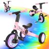 3 in 1 Toddler Balance Bike for 1-4 Year Olds, Colorful Lighting Baby Toddler Tricycle for 1 2 3 4 Year Old with Removable Pedals, Kids Bicycle Toy for Boys Girls Balance Training, Birthday Gift view 1