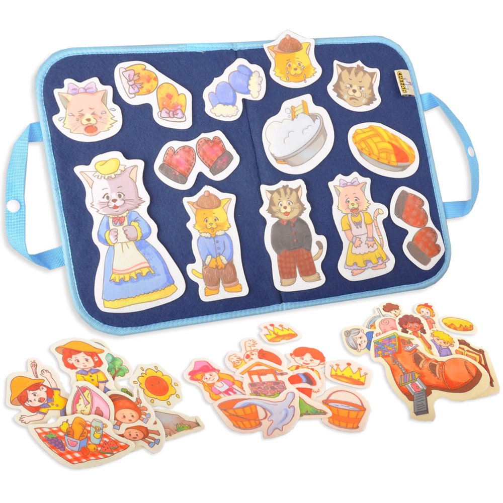 CHEFAN Felt/Flannel Board Story Set, PRECUT Felt Pieces for Preschool Toddlers Circle Time,Three Little Kittens,Old Woman Who Lived in Shoe,Little Miss Muffet,Jack and Jill