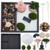 WEBEEDY Mini Zen Garden Kit for Desk, Japanese Mini Sand Box Set DIY Desktop Meditation Set Includes Sand, Buddha Statue & Rake for Home Office Desk Yoga Zen Decor Spiritual Gift, 8.5x6.8 Inch view 1