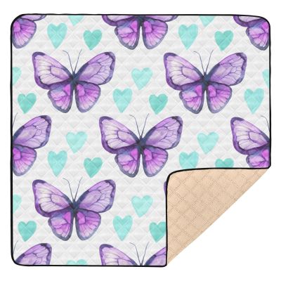 GOODOLD Dreamy Butterflies Pattern Baby Play Mat 50x50 Inch One-Piece Soft Crawling Mat Waterproof Playmat with Non-Slip Bottom for Babies, Toddlers, and Infants