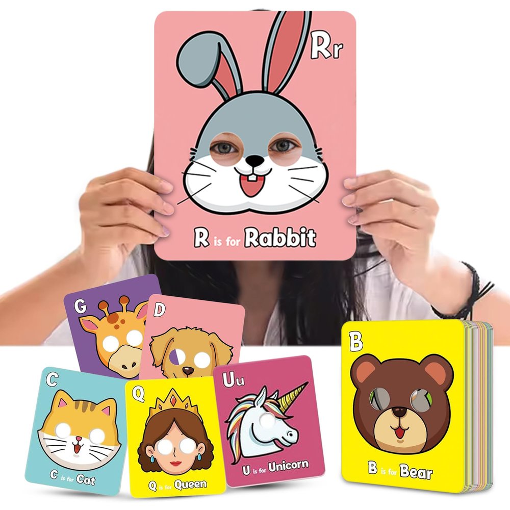 Alphabet Flash Cards,Giant ABC Animal Flash Cards for Toddler 3-5,26 Lowercase and Uppercase Letter Cards,Educational Learning Games for Kids,Preschool Kindergarten Toys