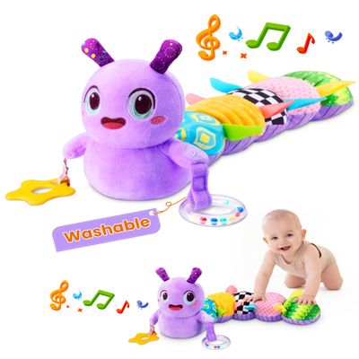 Baby Toys 0-6 Months, Washable Baby Musical Caterpillar Toys with 10 Kid's Songs,Rattles,BabyTeething Toys,Suitable for 0-6, 6-12 Months Infant Tummy Time Toy,Newborn Baby Boy&Gril Scensory Toy