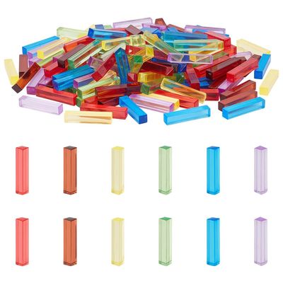 BENECREAT 156Pcs Rectangle Blank Dice, 6 Colors Acrylic Dice Cuboid, Acrylic Board Game Chess Pieces for Making Creative Dices, Board Game Props, Maths Teaching, 1x0.2x0.2inch