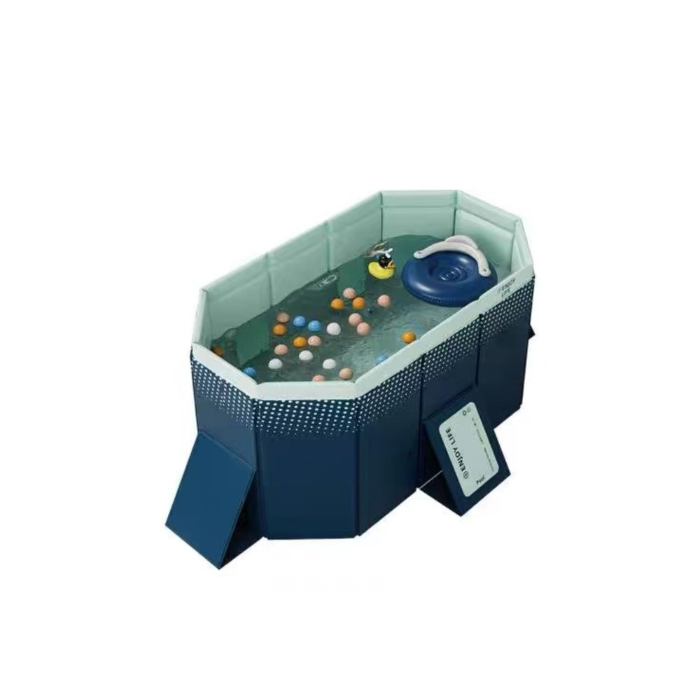 1.6m PVC Folding Pool, Non-Inflatable Portable Swimming Pool for Kids and Adults, Hard Plastic Shell Outdoor Pool with Foldable Design for Backyard, Patio, Beach