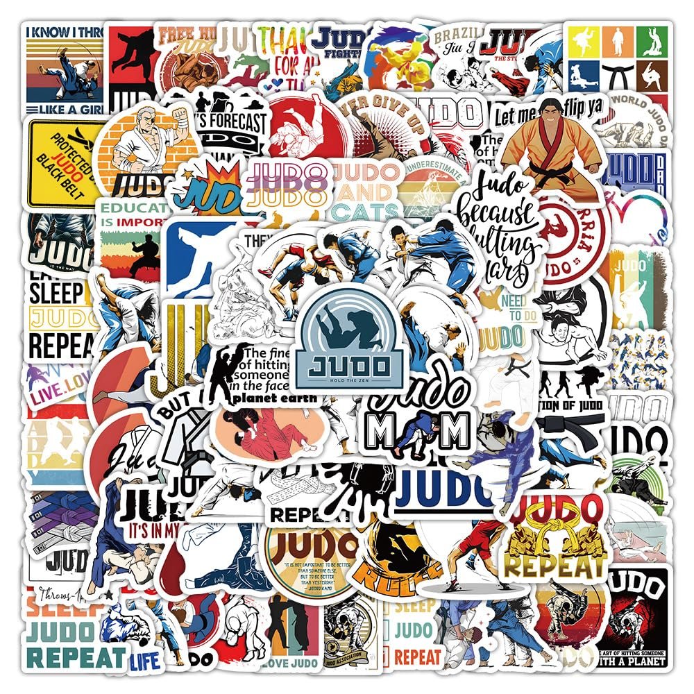 100pcs Judo Stickers,Waterproof Vinyl for Water Bottles Cups Laptops Tumblers Journaling Scrapbooking Bicycle Skateboard Luggage Decals (Judo)