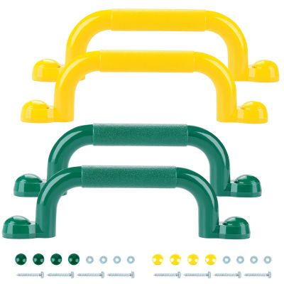 4PCS Playground Safety Handles for Kids, Plastic Swing Set & Climbing Frame Hand Grips, Plastic Grab Bars Playground Accessories Equipment for Indoor Outdoor Jungle Gym, Climbing Frame,Yellow+Green