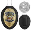 Universal Metal Badges with Leather Shield Case and Hook Fastener - Badge for Costumes & Role-Playing.(Golden P) view 1