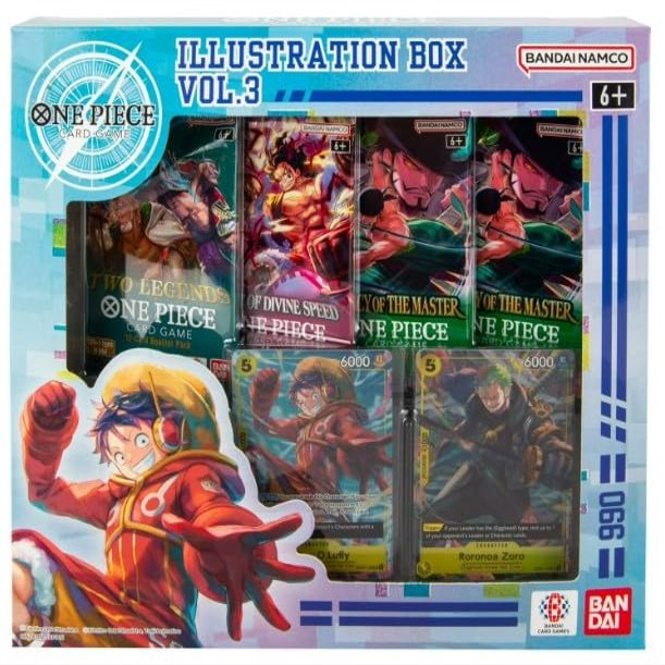 One Piece Trading Card Game TCG Illustration Box Vol. 3 - Contains 2 Promo Cards and 4 Booster Packs