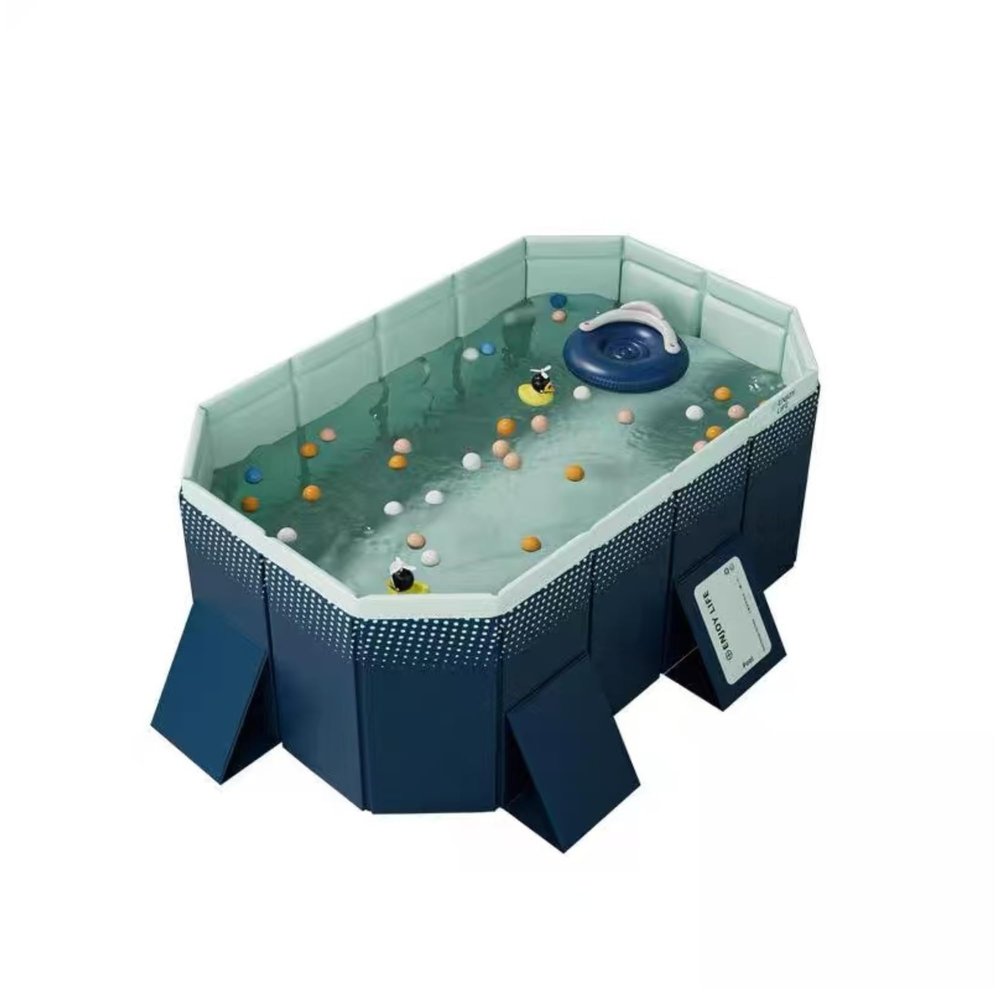 1.8m PVC Folding Pool, Non-Inflatable Portable Swimming Pool for Kids and Adults, Hard Plastic Shell Outdoor Pool with Foldable Design for Backyard, Patio, Beach