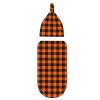 Black Orange Gingham Baby Stuff Swaddle Blanket with Beanie Set, Soft Baby Blankets Newborn Sleeping Sacks for Girls Boys view 1