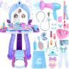 Princess Vanity for Toddlers Girls 3-5 Years Old, Kids Vanity Table and Chair Set with Magic Mirror Light Music, Toddler Makeup Dresser Set, Interactive Pretend Play Dress Up Beauty Salon Toys Gifts view 1