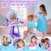 Princess Vanity for Toddlers Girls 3-5 Years Old, Kids Vanity Table and Chair Set with Magic Mirror Light Music, Toddler Makeup Dresser Set, Interactive Pretend Play Dress Up Beauty Salon Toys Gifts view 2