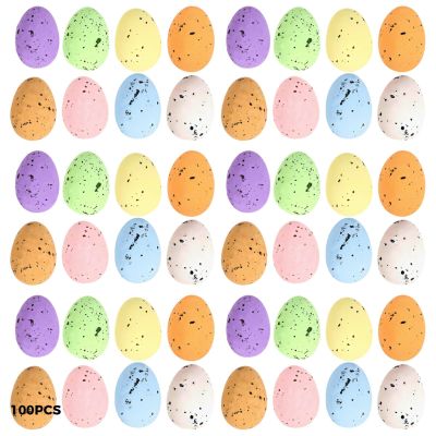 wkao Home Decor, Spring Party Decor, 100 Pcs Mini Decorative Speckled Foam Easter Eggs, Holiday Festivities, Great for DIY Projects, Colorful Easter Egg Decorations, Crafts