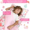 Toddler Nap Mat for Preschool 50''x30'' Sleeping Mat with Removable Pillow and Minky Blanket for Kids Ages 3-7 Roll Up Soft Sleeping Bag for Boys Girls Kindergarten Daycare Sleepover - Pink Dinosaur view 2
