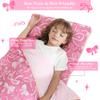 Toddler Nap Mat for Preschool 50''x30'' Sleeping Mat with Removable Pillow and Minky Blanket for Kids Ages 3-7 Roll Up Soft Sleeping Bag for Boys Girls Kindergarten Daycare Sleepover - Bow view 2