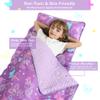 Toddler Nap Mat for Preschool 50''x30'' Sleeping Mat with Removable Pillow and Minky Blanket for Kids Ages 3-7 Roll Up Soft Sleeping Bag for Boys Girls Kindergarten Daycare Sleepover - Purple Unicorn view 2