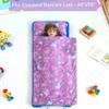 Toddler Nap Mat for Preschool 50''x30'' Sleeping Mat with Removable Pillow and Minky Blanket for Kids Ages 3-7 Roll Up Soft Sleeping Bag for Boys Girls Kindergarten Daycare Sleepover - Purple Unicorn view 3