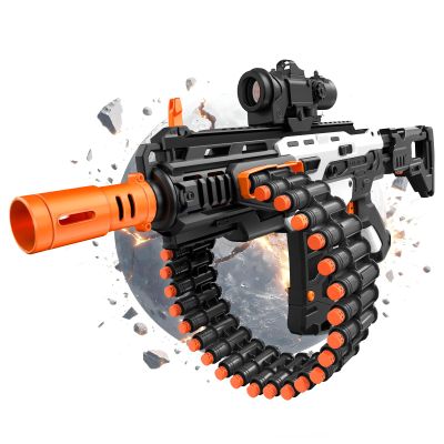 SOFITEN Electric Automatic Toy Gun with Scope Toy Blaster with 30-Dart Rotating Drum and 100 Foam Darts Outdoor Shooting Games Toys Gun Birthday for Teen Boys & Girls Adults