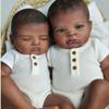 Anano Black Realistic Reborn Baby Dolls Twins Silicone Full Body 20 in African American Full Silicone Baby Boy Biracial Reborn Dolls with Accessories for Collectors view 1