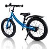 GROWNEER 16" Kids Balance Bike for 4-8 Year Old Boys Girls, Lightweight High Carbon Steel Frame Bicycle, Adjustable Padded Seat & Handlebars, Rear Brake, All-Terrain, Blue view 1