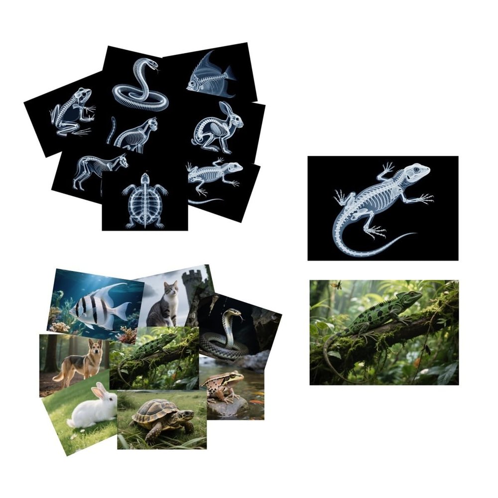 16 Animal X-Ray Set, Educational Science Kit for Kids to Explore Bone Structures for Lightstand Accessories, Light and Shadow Areas (Pets Series)