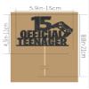 15 Official Teenager Cake Topper - Glitter Black 15th Birthday Cake Decorations, 15 Years Old Birthday Cake Smash Pick (15) view 3