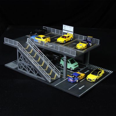 1/64 Scale Die-cast Model Car Display Case Organizer - Parking Garage Diorama Compatible with Hot Wheels Matchbox Mini GT,for Toy Car Display and Storage(Platform 06)