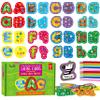 52 PCS Lacing Cards, 26 Double-Sided Uppercase & Lowercase Sewing Cards with 52 Colorful Laces, Imagination Development Lacing Toy Games Educational and Learning Activity for Preschoolers, Children view 1