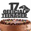 17 Official Teenager Cake Topper - Glitter Black 17th Birthday Cake Decorations, 17 Years Old Birthday Cake Smash Pick (17) view 1